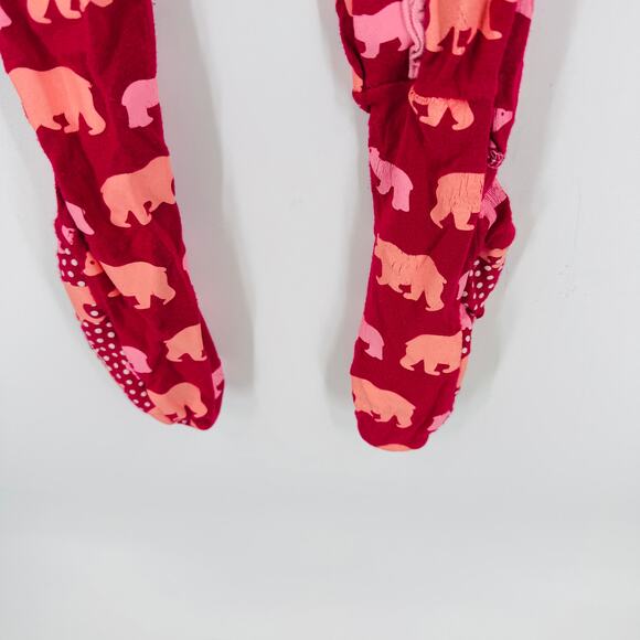 Kickee Pants Girls Footed Pajamas Magenta Pink Bear Print Bamboo 3T - Picture 4 of 6